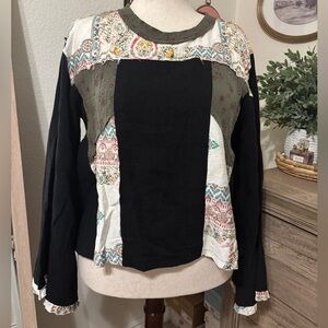 POL Patchwork Long Sleeve Top